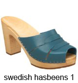 Swedish Hasbeens Turqoise Peep-toe clog