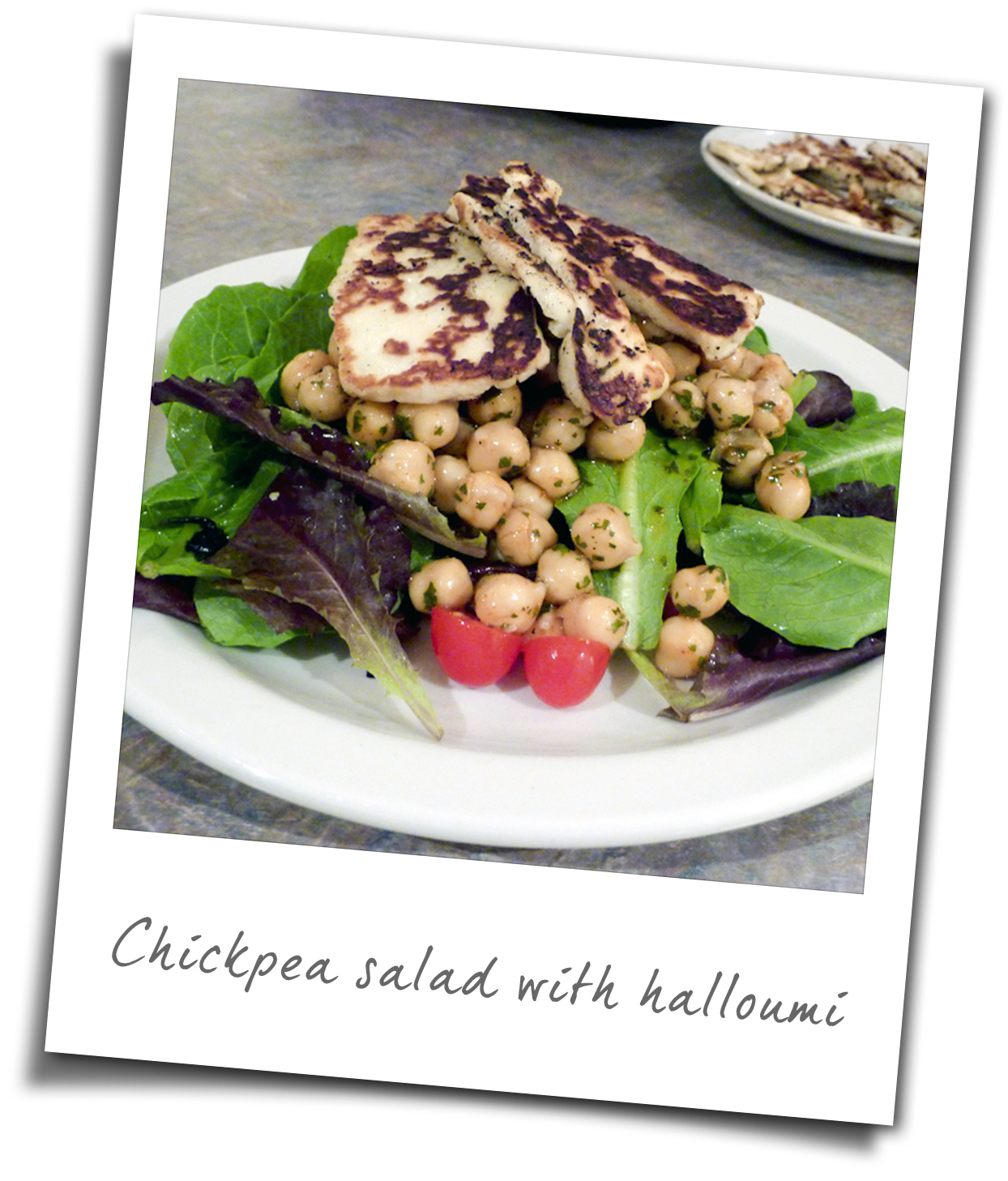 Chickpea Salad With Halloumi Cheese