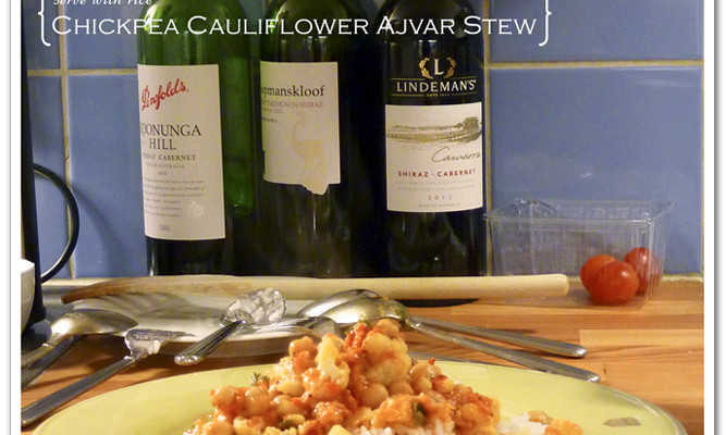Vegan Chickpea Cauliflower Stew with Ajvar Relish